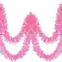 CCINEE 32.8 Feet Pink Tinsel Garland, Christmas Glitter Metallic Tinsel Twist Garland for Xmas Easter Valentines Day Wicked Party Fireplace Hanging Decorations