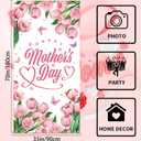 Happy Mothers Day Door Cover Pink Tulip Floral Mothers Day Decorations for I Love Mom Banner Photography Background Mom Gifts for Garden home Party Supplies