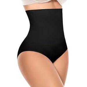 Werena Tummy Control Shapewear Underwear for Women High Waisted Body Shaper Panties Shaping Briefs(#08 Black(compression), Large)