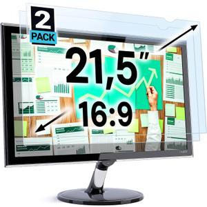 VINTEZ 21.5 inch Blue Light Blocking Screen Protector Panel for 16:9 Widescreen Computer Monitor and Laptop - PC Anti-UV Eye Protection Filter Film - Anti-Scratch Diagonal Frame Shield [2 Pack]