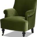 Jennifer Taylor Home Eloise Farmhouse Coastal Pleated Sock Living Room Accent Arm Chair, Olive Green Performance Velvet