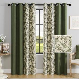 Sage Green Floral Curtains, 70s Farmhouse Country Drapes, Provide Privacy, Reduce Light, and Add A Vintage Cute Aesthetic. Thermal Insulated for Bedroom/Living Room (Sage Green, 2 Panels, W52 X L63)