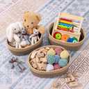 CubesLand Small Baskets, Storage Baskets for Organizing Shelves, Rectangular Woven Storage Baskets Natural Cotton Rope Toy Storage Bins Closet Baby Baskets Empty Gifts Baskets Camel/Mixed Black