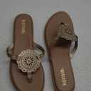 Kensie Maurlee Thong Sandals Flats Silver Gray 9