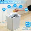 YOGOODS 4 Gal Bathroom Trash Can with Lid, Automatic Trash Can Small Smart Garbage Can Touchless, Slim Motion Sensor Waterproof Plastic Trash Bins for Bedroom Office Kitchen Toilet(White)