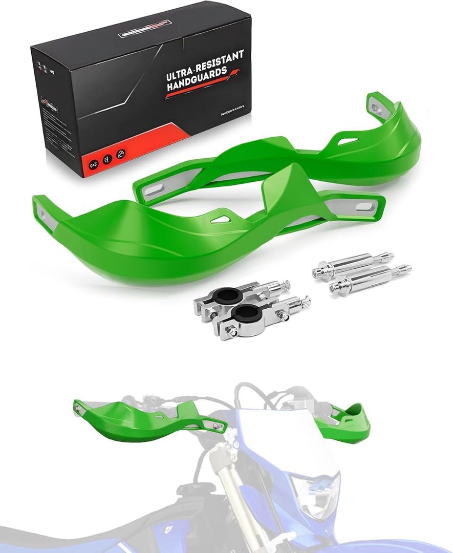 JFG RACING Motorcycyle Hand Guards,7/8" and 1 1/8" Handlebar Dirt Bike Handguards Accessories Universal for KX KXF KLX 110 250 300 450 Dirt Pit Bike ATV Electric Dirtbike Motocross Enduro-Green