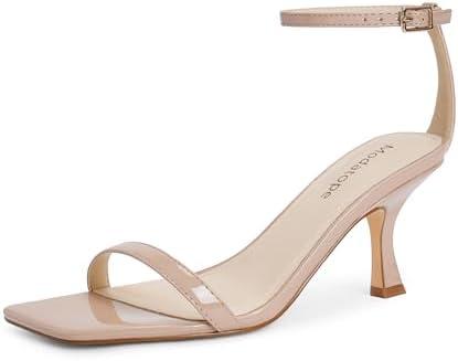 Modatope Womens Heeled Sandals Square Open Toe Kitten Heel Ankle Strap Heels for Women Daily Party Wedding Wear Size 8