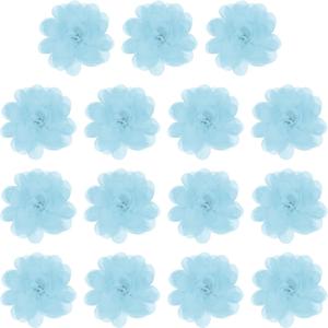 Chiffon Flowers, Sewing Fabric Appliques, Chiffon Flowers Appliques - Fitting for (Women/DIY Crafts/Headbands/Hair Accessories/Wedding/Party/Corsage) 4 Inch & 15 Pack & Light Blue