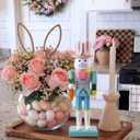 Chunful Easter Bunny Nutcracker 10 Inch Traditional Rabbit Wooden Nutcrackers Easter Decor Wood Decorative Tabletop Figurine Green Bunny Ornament for Tabletop Plaque Decor