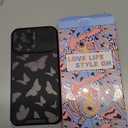 Goocrux (2in1 for iPhone 13 Pro Max Case for Women Butterfly Girls Girly Phone Cover Cute Black Butterflies Unique Design with Slide Camera Cover+Ring Holder Fashion Cases for Apple 13 Pro Max 6.7''