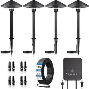 ZZXX All-in-One Low Voltage Landscape Lighting Kit 4-Pathway Lights with 40W Transformer, 5W Dusk to Dawn Outdoor Lighting, IP66 Waterproof LED Landscape Lights, Outdoor Lights 2700K for Yard Patio
