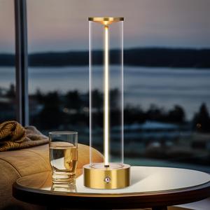 Cordless Portable LED Table Lamp Rechargeable Battery Operated Desk Lamp with Touch Sensor, Three-Level Dimmable Suitable for Bars/Cafes/Restaurants/Bedrooms/Camping Sites. (Gold)