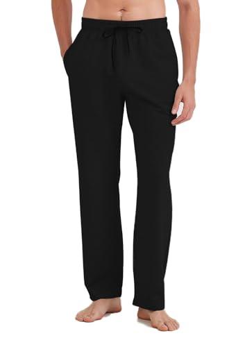 Idtswch 36 Inseam Mens Tall Sweatpants Open Bottom Joggers Casual Loose Fit Athletic Yoga Pants with Pockets Black, 2XL
