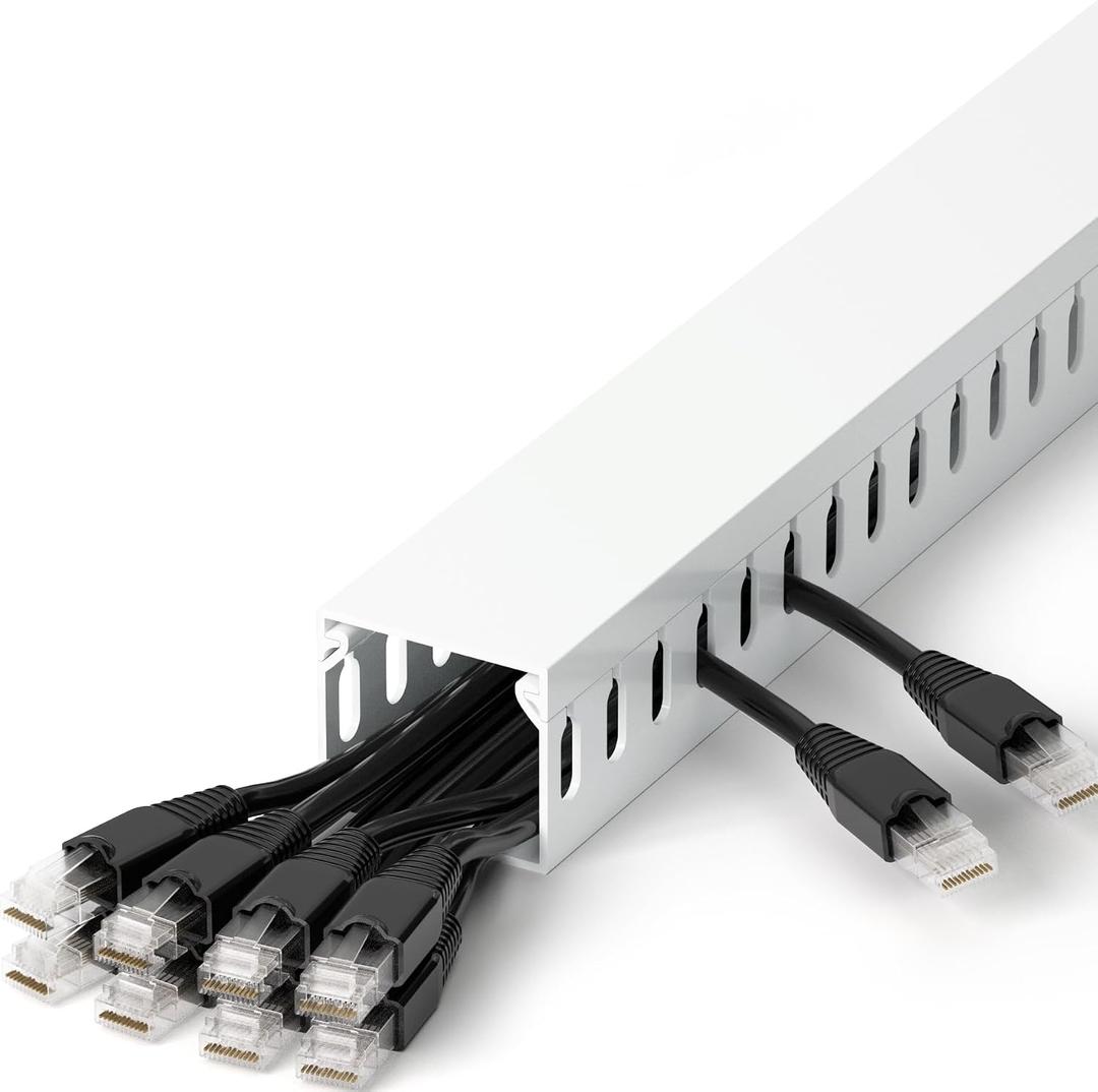 1.4"H x 1.6"W Cable Raceway, 12ft Under Desk Wire Management Channel, White
