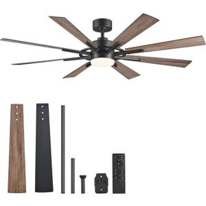 VONLUCE Ceiling Fans with Lights, 60 Inch Ceiling Fan and Remote, 3CCT, 6 Speeds Reversible Quiet DC Motor, Ceiling Fan for Living Room Farmhouse Bedroom Kitchen Patio Indoor, Black