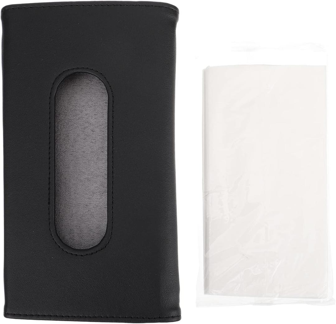 Car Paper Towel Holder Visor Tissue Case Organizing Car Durable Leather Black