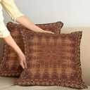 Ambesonne Antique Pillow Cushion Cover Pack of 2, Vintage Lacy Pattern from Ottoman Empire Palace Carpet Style Art, Decorative Square Accent Pillow Case, 2 Pcs-20" x 20", Orange Brown (20" x 20" (Pack of 2))