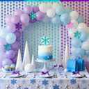 3 x ADLKGG Winter Wonderland Decorations, Frozen Birthday Party Backdrop, Blue Purple Snowflake Foil Fringe Curtain Tinsel Streamers Photo Booth Props for Christmas Baby Shower Home Decor, 3Pcs