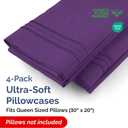 Queen Pillow Cases Set of 4 - Ultra Soft Hotel Quality Pillowcase Covers - Comfy, Cozy & Wrinkle Free - Shrinkage, Stain and Fade Resistant - Machine Washable Pillow Protectors - 4 Piece Set - Purple