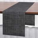 Myir JUN Table Runner, Vinyl Table Runner Indoor Arbitrarily Cropped Runner for Table Heatproof for Home Party (Dark Gray-Black, 12 x 94 inch)
