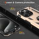 2 x IKAZZ for iPhone 13 Pro Max Case 6.7 Inch with Screen Protector,Military Grade Shockproof Heavy Duty Protective Phone Cover Pass 16ft Drop Test with Magnetic Kickstand Car Mount Holder,Gold