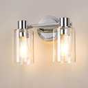 2 Light Bathroom Wall Sconce Light Fixtures with Clear Glass Bathroom Wall Lights Over Mirror Vanity Lights Chrome with E26 Base (2 Lights), Bulbs Are Not Included 