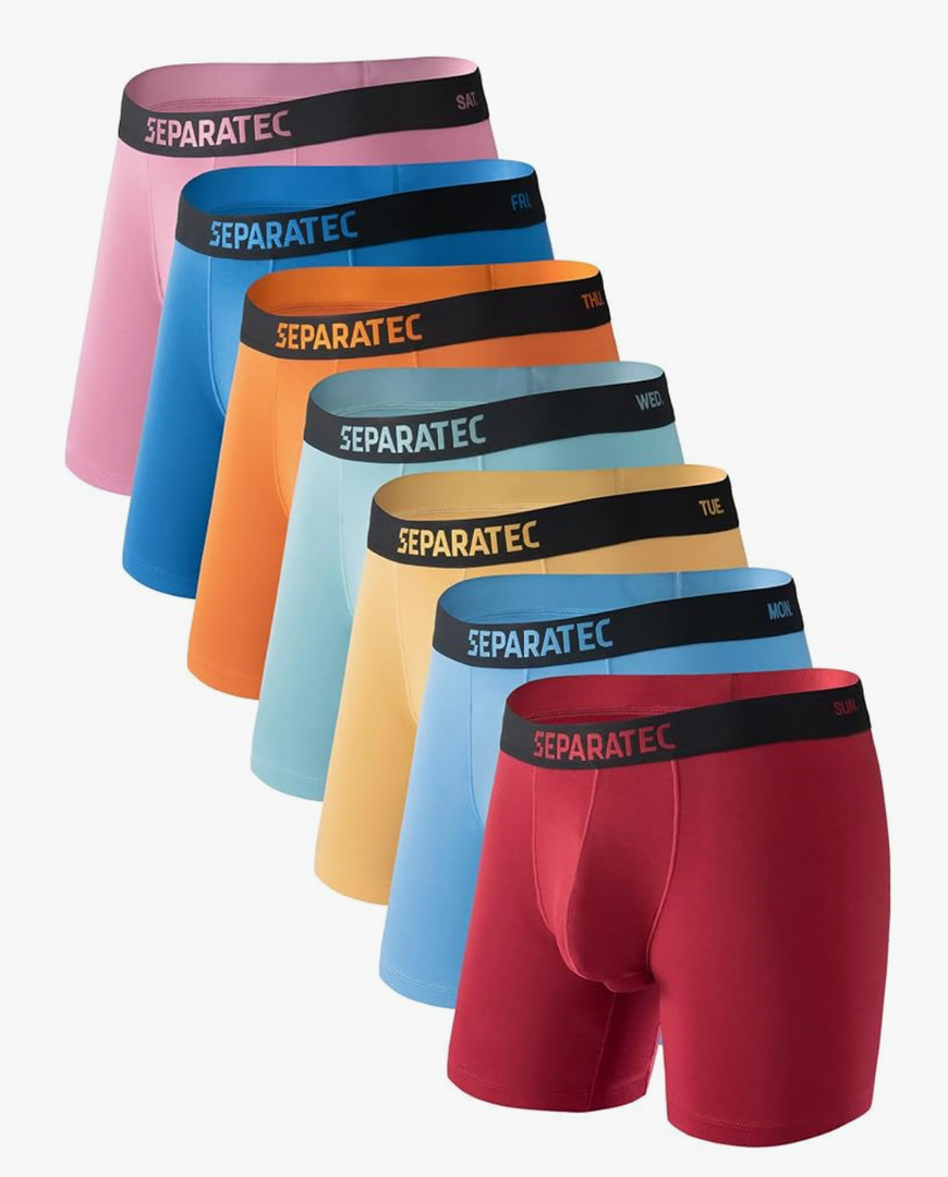 Separatec Dual Pouch Mens Underwear Breathable Cooling Rayon Made from Bamboo Underwear Men, Boxer Briefs and Trunks 7 Pack