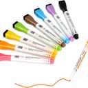 Magnetic Dry Erase Markers, 8 Colors Fine Tip White Board Markers with Eraser, Low Odor Thin Dry Erase Markers for Teacher Classroom Work on Board, Calender & Refrigerator