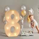 Imprsv 3FT Light Up Number Eight for 8th Birthday Party Decorations - Marquee Numbers, Mosaic for Balloons, Large Cardboard, Balloon Frame, Blocks