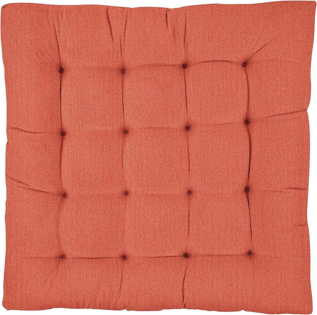 Sorra Home Outdoor Tufted Floor Pillow Single, 40" x 40" x 5", Canvas Persimmon