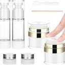 Segbeauty 2pcs 0.5oz/15ml Airless Pump Jars, 1oz/30ml 2 Pack Refillable Airless Pump Bottles, Pack of 2 Clear Plastic Container Jars with Lids, Vacuum Cream Jar Travel Container for Toiletries