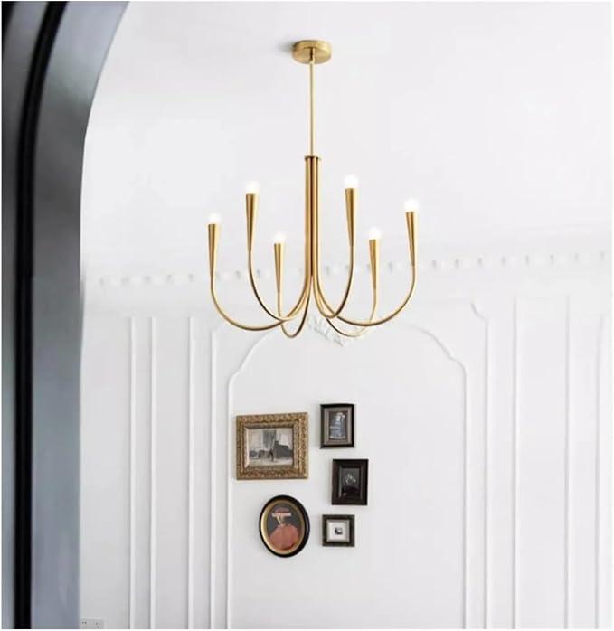 Kayna Modern 6-Light Gold Wheel Seeded Glass Chandelier for Dining Room - 25"Dia.x24.5"H