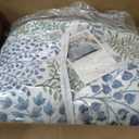 Levtex Home - English Forest Green Quilt Set - Full/Queen Quilt and Two Standard Shams - Leaves - Green, Blue, White - Quilt (88x92in.) and Shams (20x26in.) - Reversible - Cotton