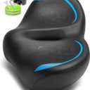 New Noseless Oversized Bike Seat for Men Women Comfort, Extra Wide Padded Bicycle Seat Cushion, Large Comfortable Saddle for Peloton, Stationary Exercise Bike, Beach Cruiser, City Bike, Ebike (C2, Blue)