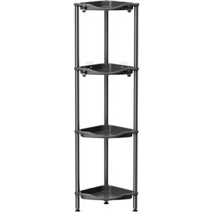 Lifewit 4 Tier Floor Standing Shower Caddy Corner, Plastic Bathroom Organizer Shelf Rack for Storage Shampoo, Body Wash Care, Skincare, Black
