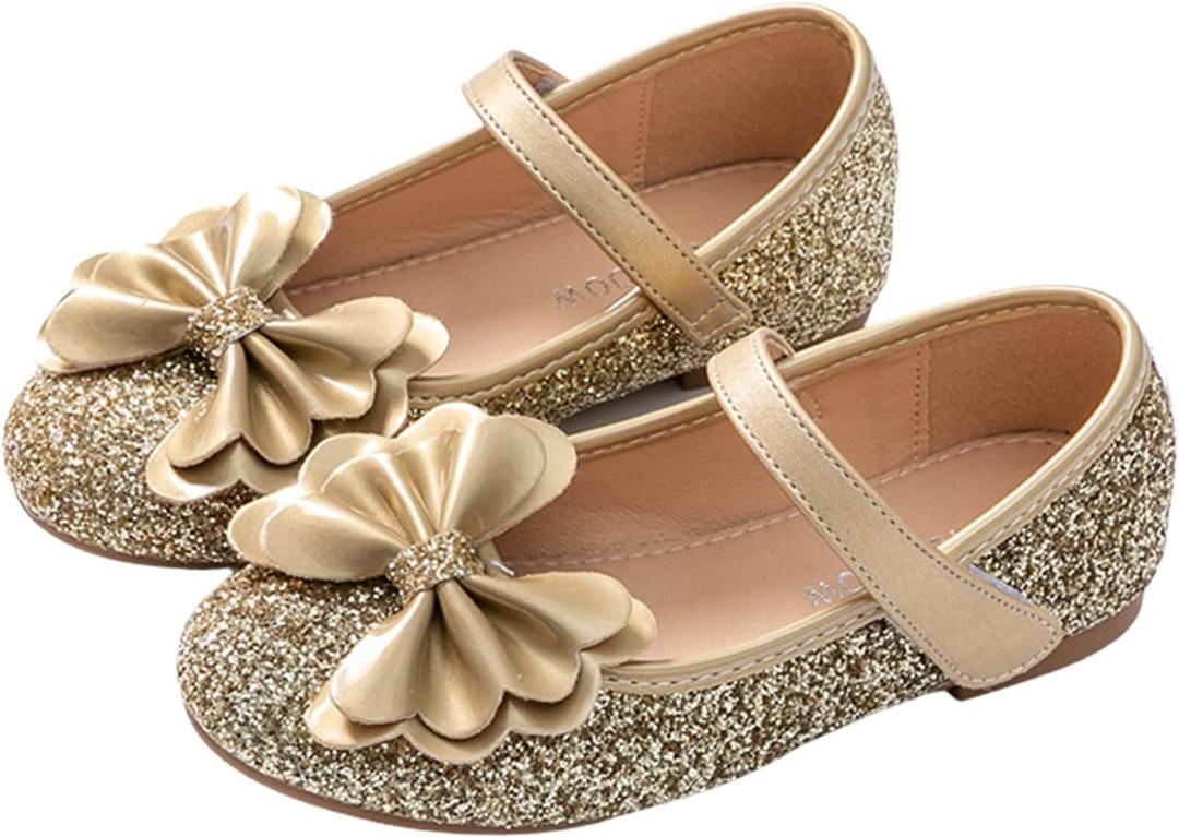 Flower Girl Shoes Wedding Party Princess Shoes Girls Dress Shoes for Kid Toddler (Beige)