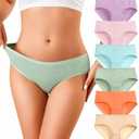 OLIKEME Womens Underwear Cotton Hipster Panties Low Rise No Show Underwear Soft Stretch Breathable Ladies Briefs 6 Pack S/M