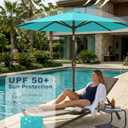PatioKingdom 10FT Patio Umbrella with Push Button Tilt and Crank, Outdoor Market Umbrella with 8 Fiberglass Ribs, UV Protection Table Umbrella for Pool,Backyard,Garden,Deck