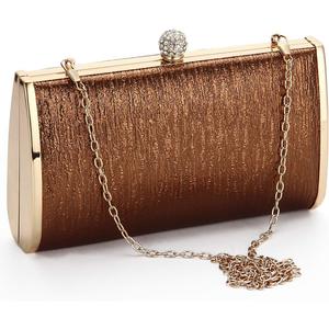 Women Evening Clutch Bags Metal Frame Evening Bag Night Purse Handbag Wedding Prom Party Cocktail Bridal Clutches (Brown)