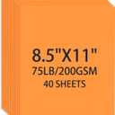 Light Orange Cardstock 8.5 X 11, 40 Sheets Neon Orange Card Stock, 75lb/ 200gsm Bright Orange Colored Copy and Printer Paper For Halloween Art, DIY Card, Craft, Construction, School & Office Supplie