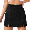 Floerns Women's Casual Split Hem High Waist Denim Skorts Skirt Shorts (Large, Black)
