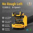 5 Brushless Cordless Random Orbital Sander Compatible with Dewalt 20V MAX Battery (TOOL ONLY), 12,000OPM Palm Sander, Dust Bag, Lightweight, 10 Sandpapers, 6 Variable Speeds for Wood, Metal & DIY