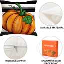 Artscope Fall Decorative Throw Pillow Covers 18x18 Inch Set of 4 Fall Gifts for Home Decor, Striped Autumn Pumpkin Maple Leaves Harvest Decoration Pillow Cases for Home Sofa Couch Decor-Orange B