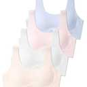 SALIA GIRL Training Bras for Girls 10-16 Sports Seamless Bra with Removable Padding Bras (Medium, White/Beige/Pink/Blue)