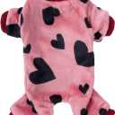 Sucrain Dog Sweaters Love Heart Pink Pajamas Chihuahua Pajamas for Small Dog Clothes for Yorkie Winter Warm Puppy Clothes (Love Heart, Small)