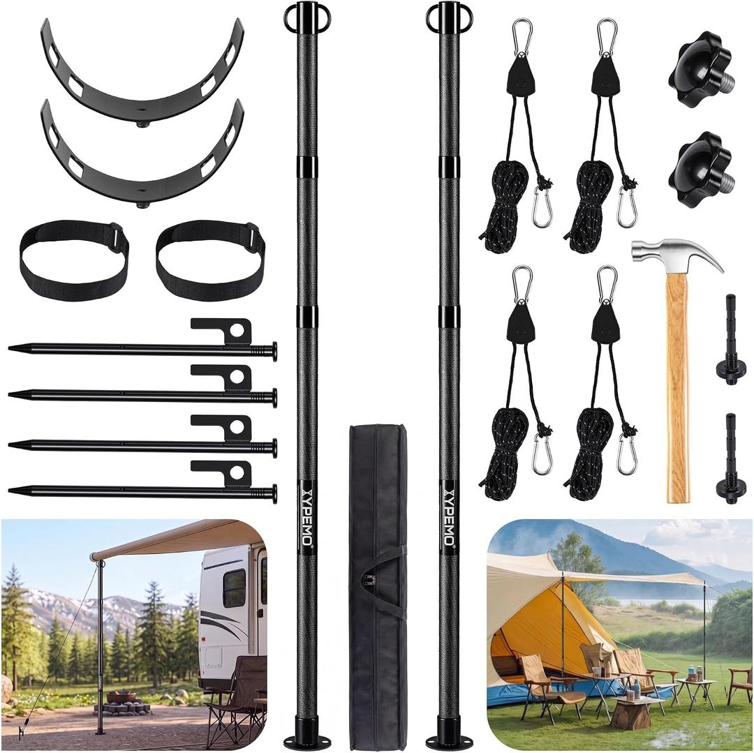2-Pack RV Awning Support Poles, 44-116 in Fiberglass Telescoping Tarp Poles