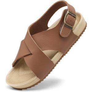 Girls Boys Sandal Adjustable Double Buckle Casual Flat Open Toe Lightweight Summer Shoes Hook Loop Sandal Size: 3.5 Big Kid