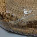 Round Rattan Serving Tray with Handles, Hand Woven Basket, Home Decor Organizer Tray for Breakfast, Tea, Snack, Fruit, Coffee,Storage (Medium)(11.9inchX1.7inch)