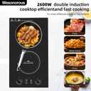 Double Induction Cooktop,110V 2600W 2 burner induction cooktop with hot plat with LED Touch Screen 10 Levels,Child Safety Lock & Timer 110V countertop burners, Double Burner Electric Cooktop