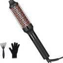 hopopower 1.25/1.5 Inch Thermal Brush Ceramic Double PTC Heated Round Brush Hot Comb, Curling Iron Tourmaline Ionic Hair Curler Dual Voltage for Traveling (32MM)